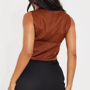 Chocolate Woven Button Vest